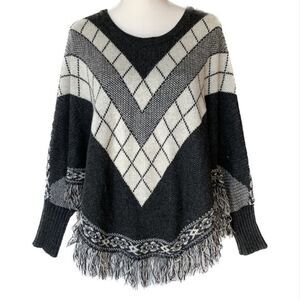 Mossimo Supply Western Tribal Cowgirl Fringe Scoop Neck Batwing Sweater